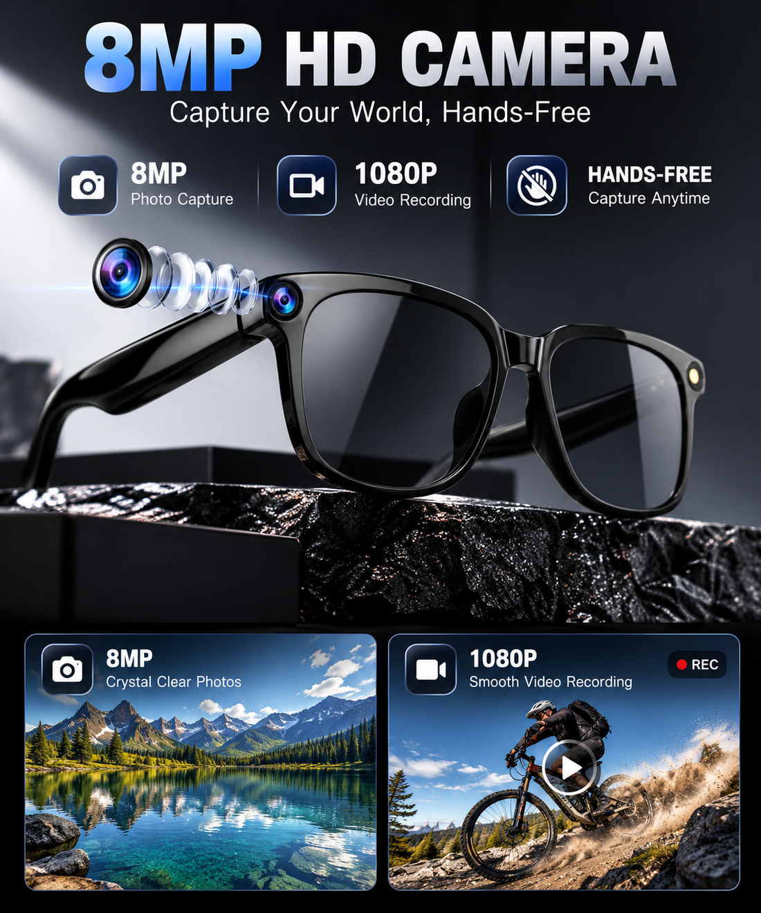 DEYVOX Smart Glasses | 8MP Camera, AI & Bluetooth – GDG